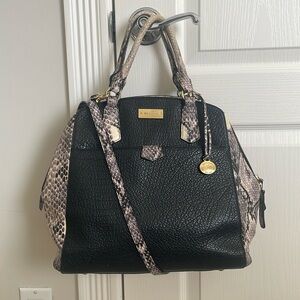 Brahmin "The Adele" Moss Green Satchel black snake print